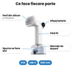 Ce face fiecare parte a periei DogFoam: perii din silicon detașabile, afișaj baterie, fără fir, marcaje de dozare