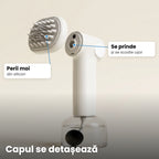 Capul de silicon se detașează: perii moi, se prinde și se scoate ușor
