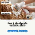 Spuma ajunge până la piele, prin blana câinelui